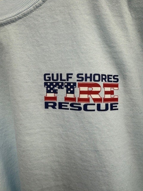 Adult Light Blue Fire Truck Tee