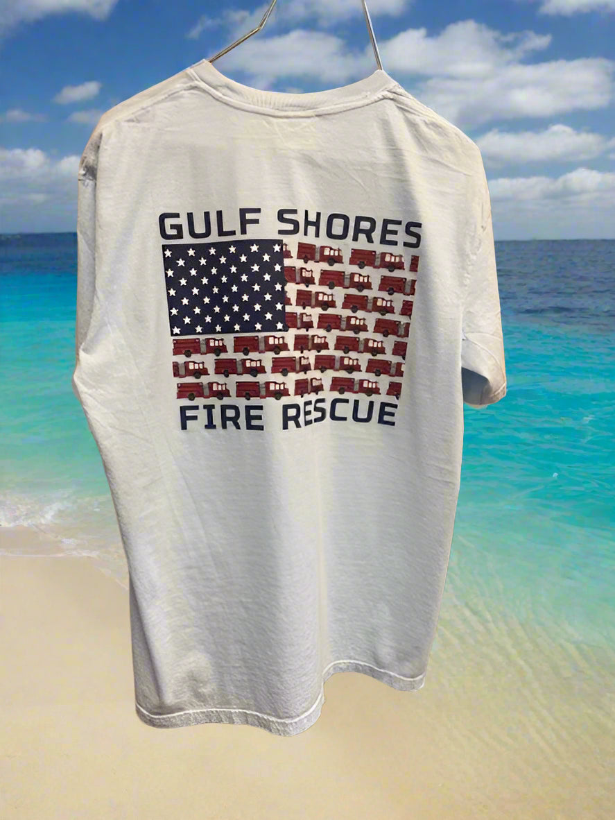 Adult Light Blue Fire Truck Tee