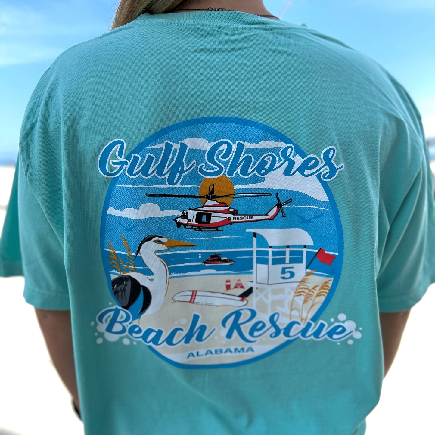Adult Teal Beach Rescue Comfort Colors T-Shirt