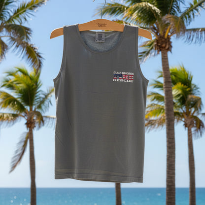 Adult  Grey Gulf Shores Fire Rescue Comfort Color Tank Top