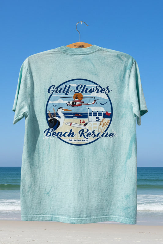 Adult Gulf Shores Beach Rescue Comfort Color Gulf Mist/Seaglass