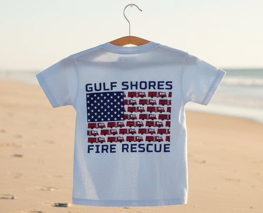 Gulf Shores Fire Rescue Youth Yellow and Blue Fire Truck Tee